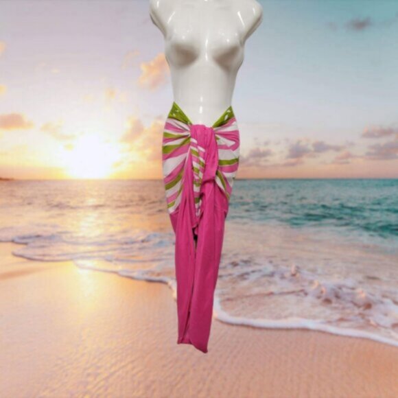 Womens Sarong Pareo Cotton Wrap HandPainted Batik Wrapskirt Beachwear -NEW - Picture 2 of 5